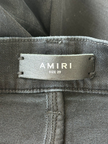 Amiri Aged Black Distressed Applique Logo Jeans