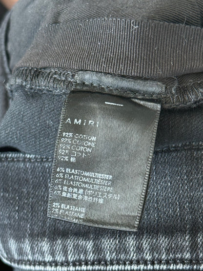 Amiri Aged Black Distressed Applique Logo Jeans