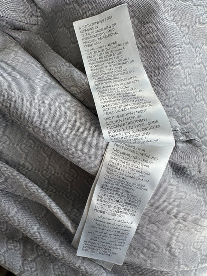 Gucci Grey, Black & White GG Monogram Silk Button Up Shirt
