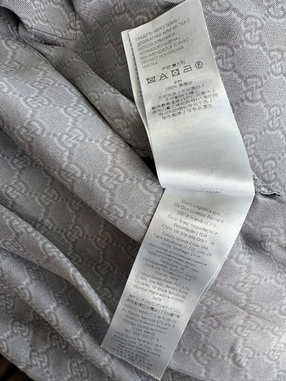 Gucci Grey, Black & White GG Monogram Silk Button Up Shirt