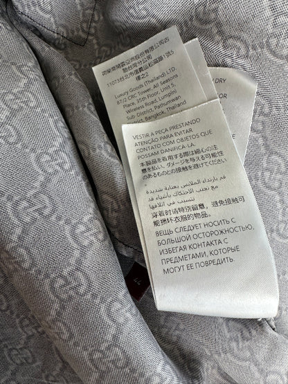 Gucci Grey, Black & White GG Monogram Silk Button Up Shirt
