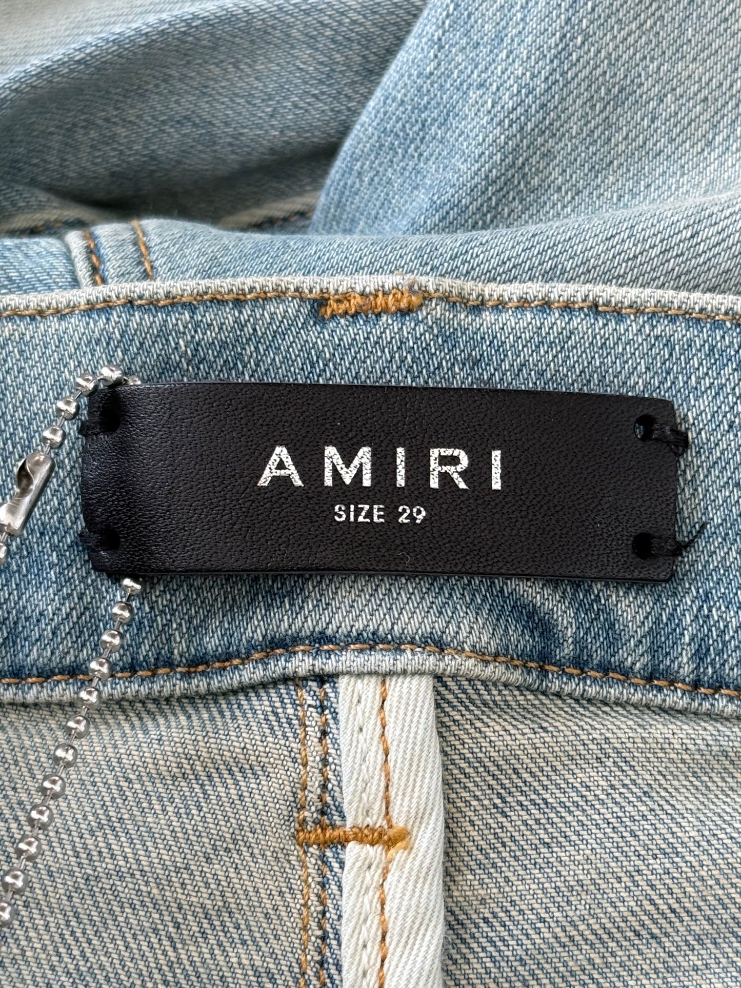 Amiri Clay Indigo & White Script Applique Logo Jeans