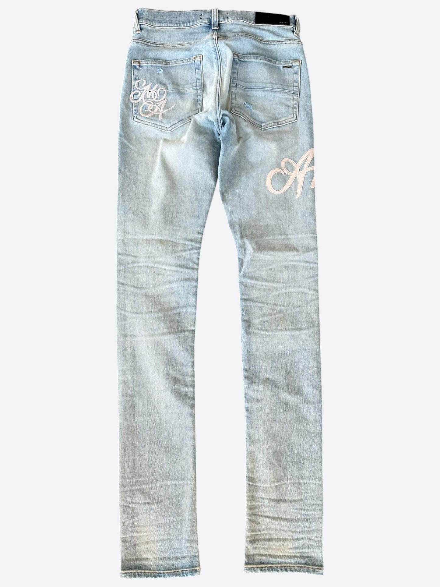 Amiri Clay Indigo & White Script Applique Logo Jeans