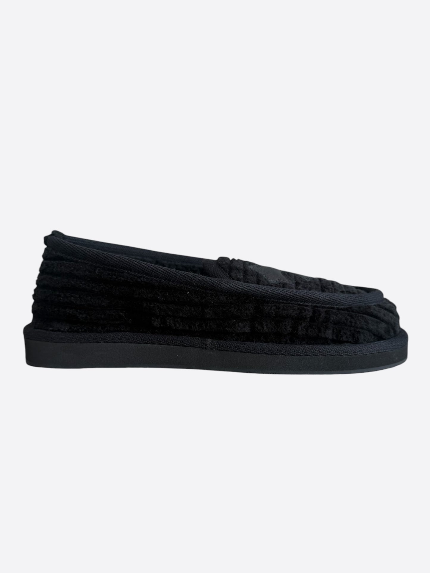 Chrome Hearts Black Corduroy Cross Patch Slippers