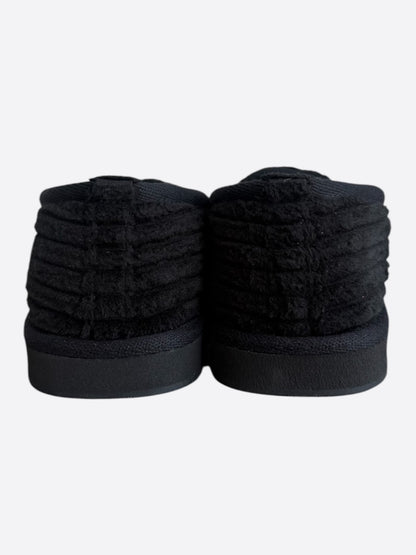 Chrome Hearts Black Corduroy Cross Patch Slippers