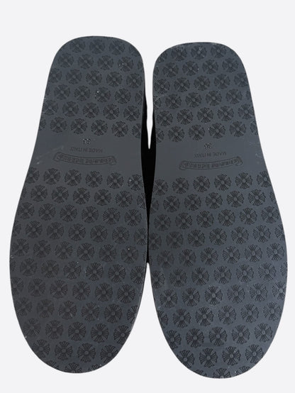 Chrome Hearts Black Corduroy Cross Patch Slippers