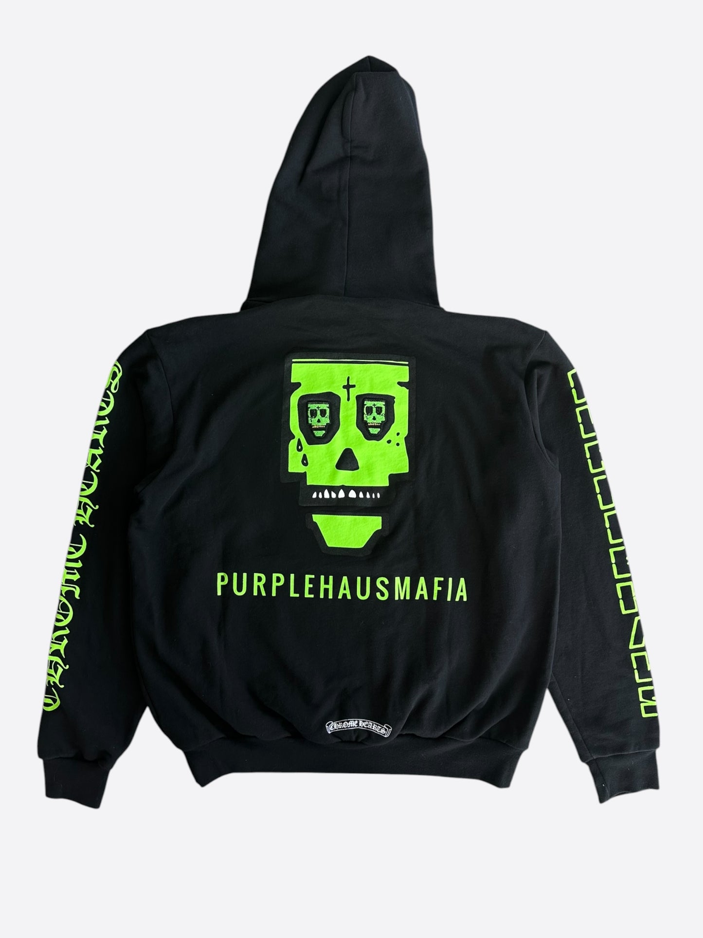 Chrome Hearts PurpleHausMafia Black & Green Skull Logo Hoodie