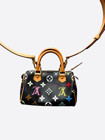 Louis Vuitton Takashi Murakami Black Multicolor Monogram Nano Speedy