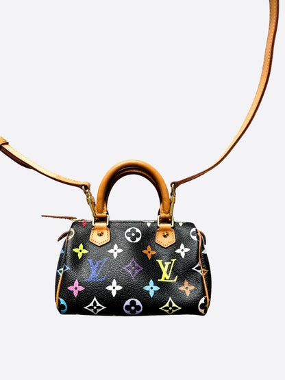 Louis Vuitton Takashi Murakami Black Multicolor Monogram Nano Speedy