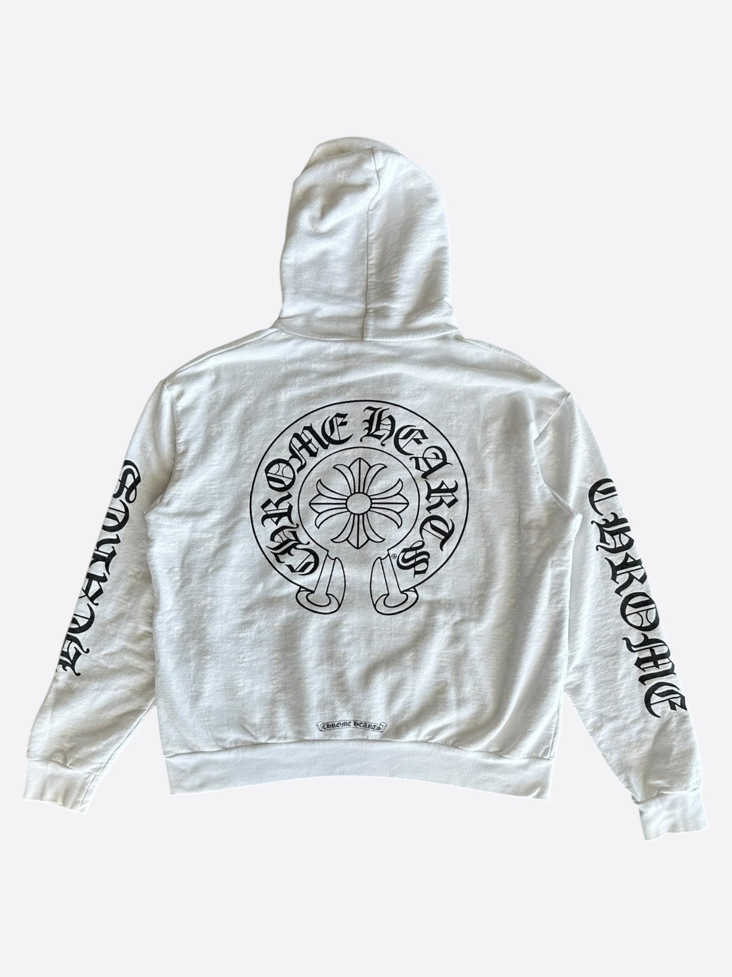 Chrome Hearts White & Black Cross Jacquard Horseshoe Logo Hoodie