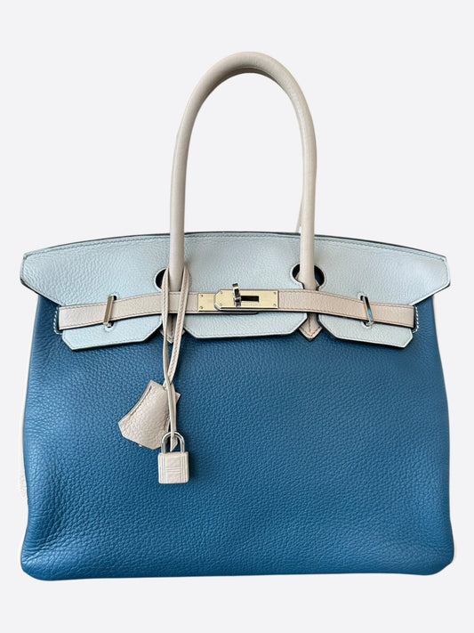 Hermes Blue Tri-Color Togo Birkin 35
