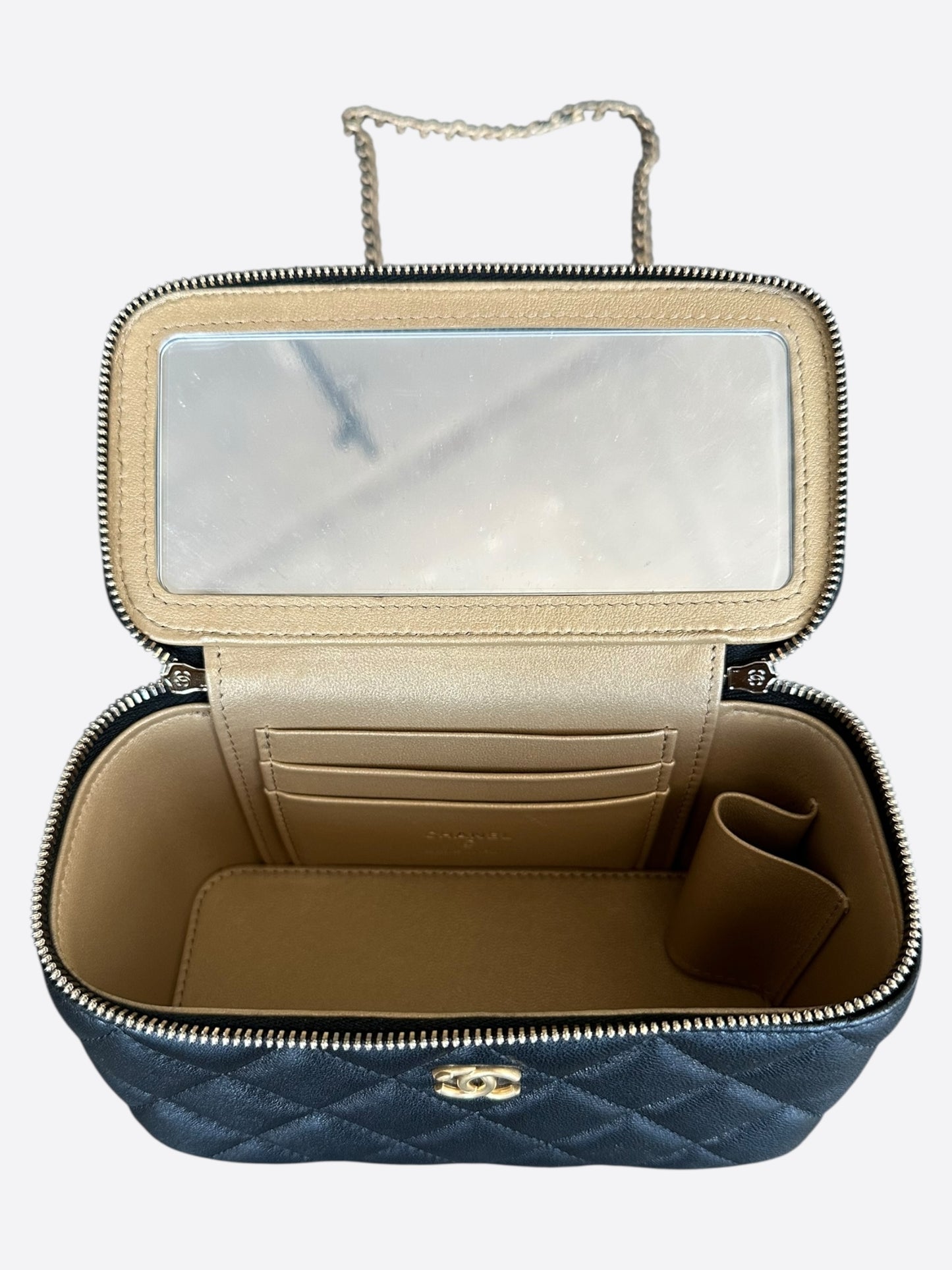Chanel Black Quilted Lambskin Small Vanity Case