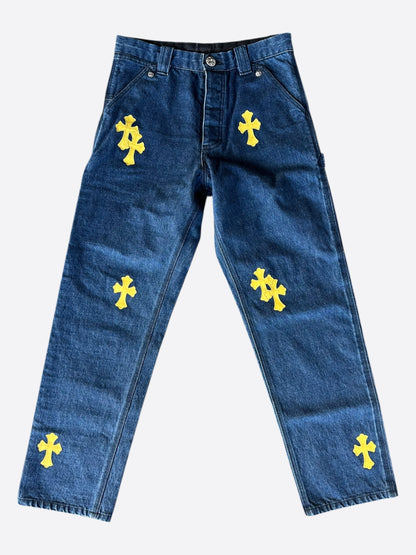 Chrome Hearts Blue & Yellow Cross Patch Carpenter Jeans