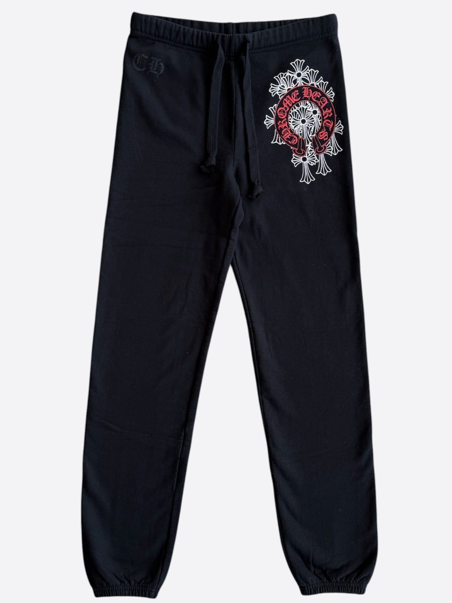 Chrome Hearts Black & Red Cemetery Horseshoe Logo Sweatpants