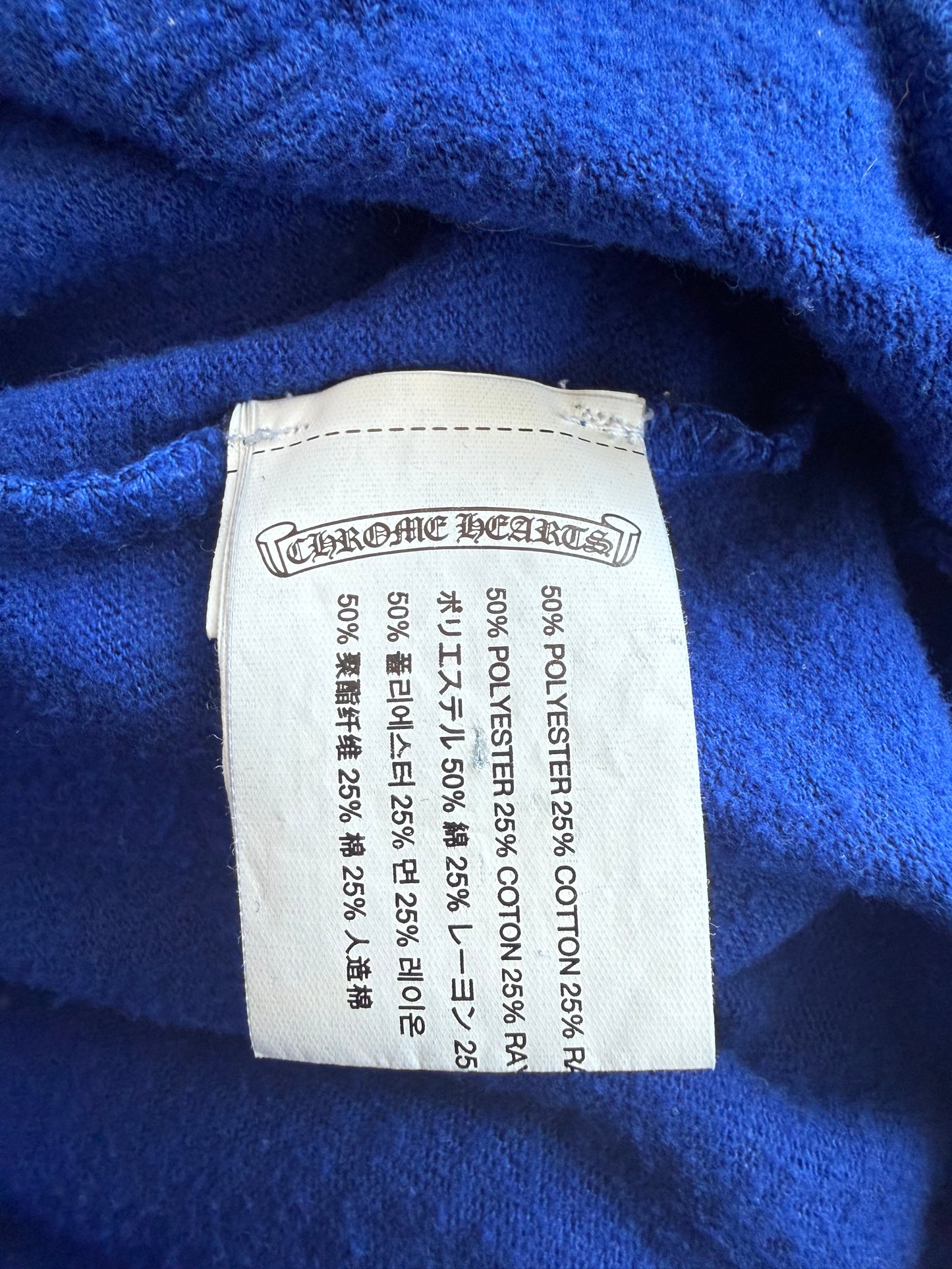 Chrome Hearts Blue & White Stars Scroll Logo Zip Up Hoodie