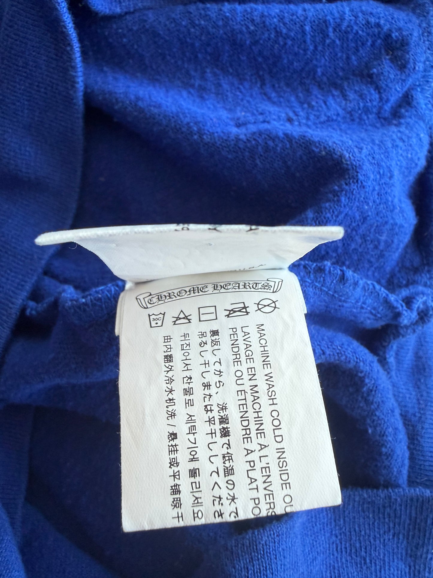 Chrome Hearts Blue & White Stars Scroll Logo Zip Up Hoodie