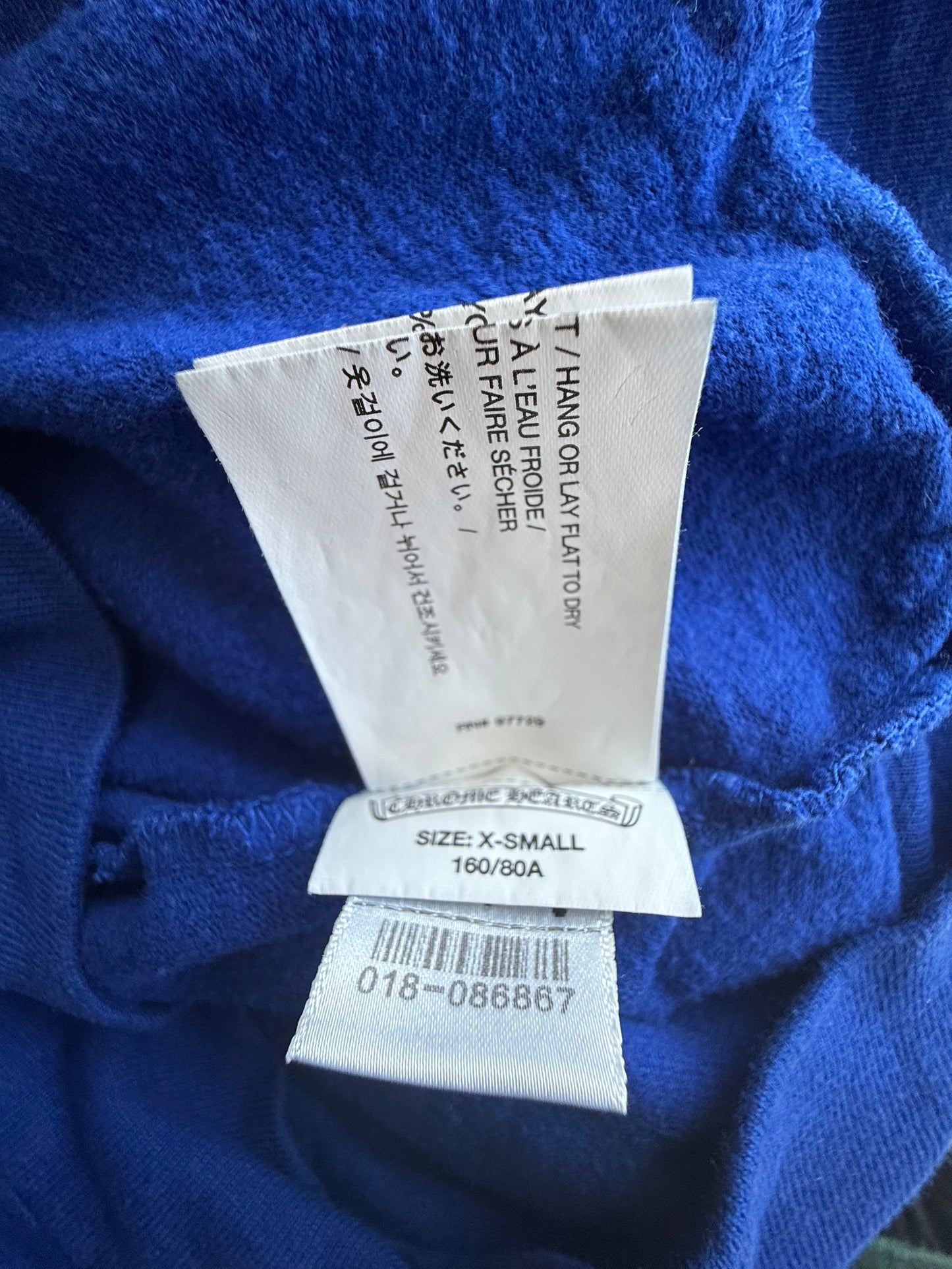 Chrome Hearts Blue & White Stars Scroll Logo Zip Up Hoodie