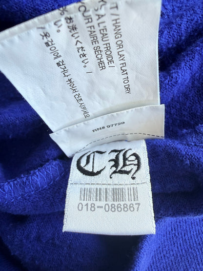 Chrome Hearts Blue & White Stars Scroll Logo Zip Up Hoodie