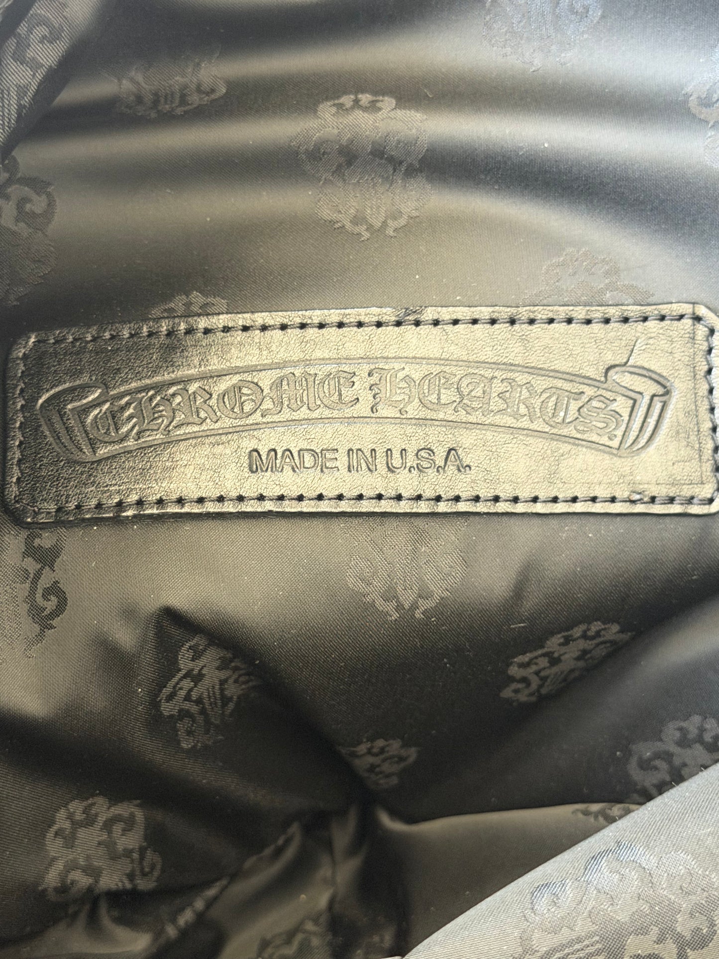 Chrome Hearts Black Leather Cross Patch Duffel Bag