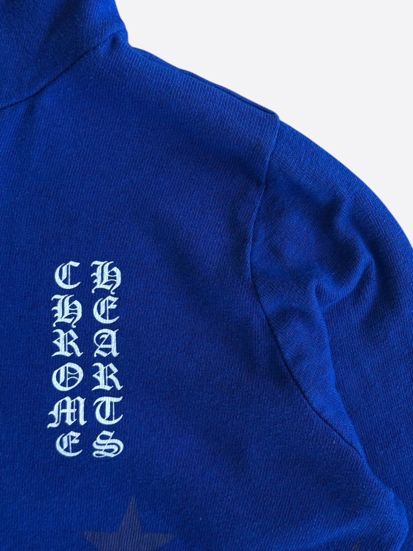 Chrome Hearts Blue & White Stars Scroll Logo Zip Up Hoodie