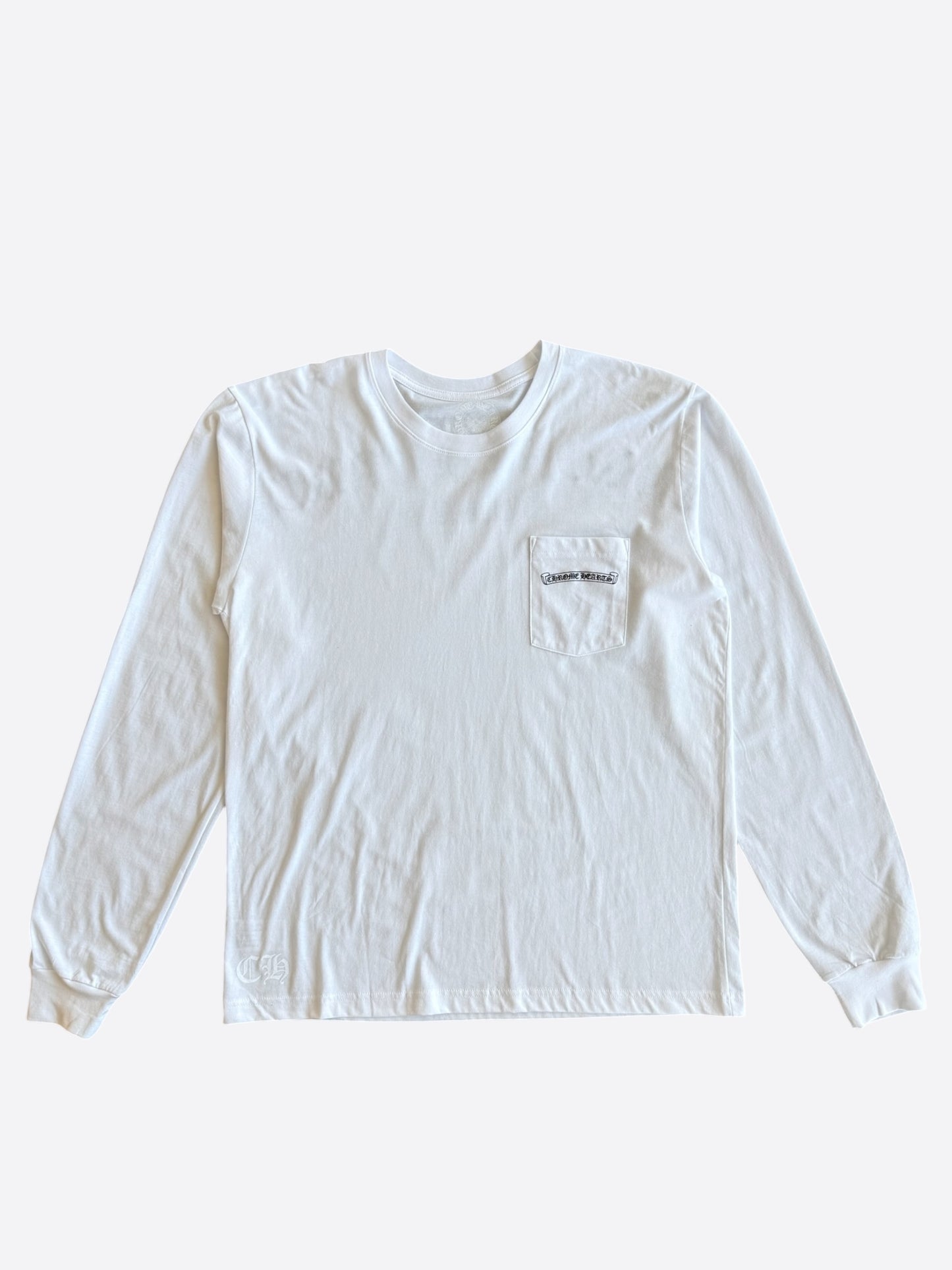 Chrome Hearts White & Black Scroll Logo Longsleeve T-Shirt