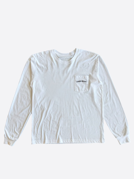 Chrome Hearts White & Black Scroll Logo Longsleeve T-Shirt