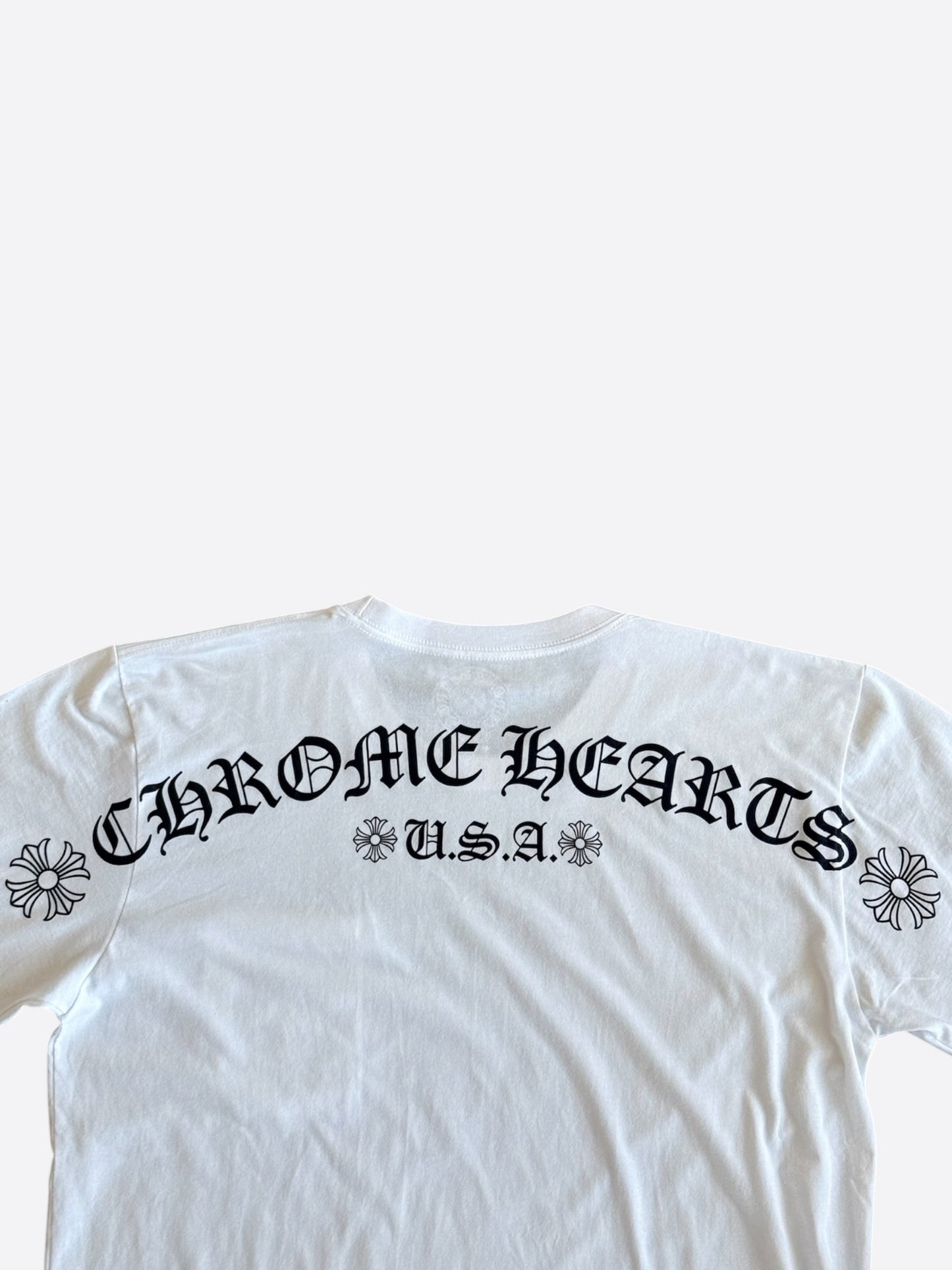 Chrome Hearts White & Black Scroll Logo Longsleeve T-Shirt