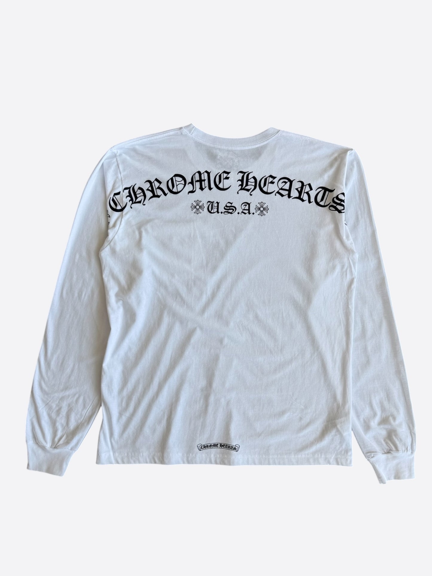 Chrome Hearts White & Black Scroll Logo Longsleeve T-Shirt