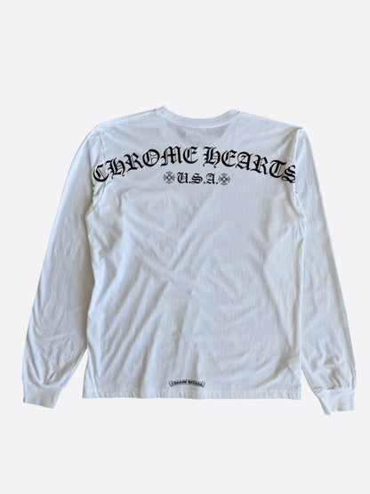 Chrome Hearts White & Black Scroll Logo Longsleeve T-Shirt