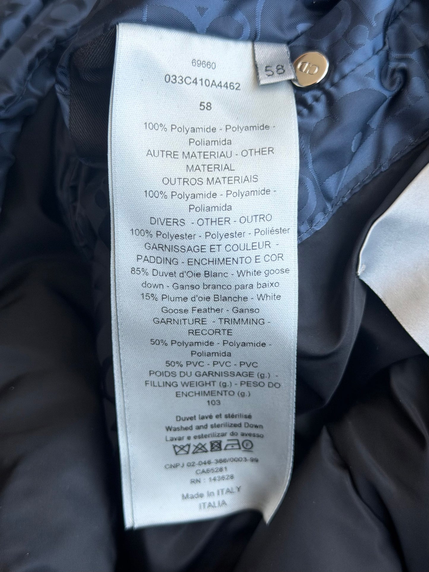 Dior Navy Oblique Puffer Vest