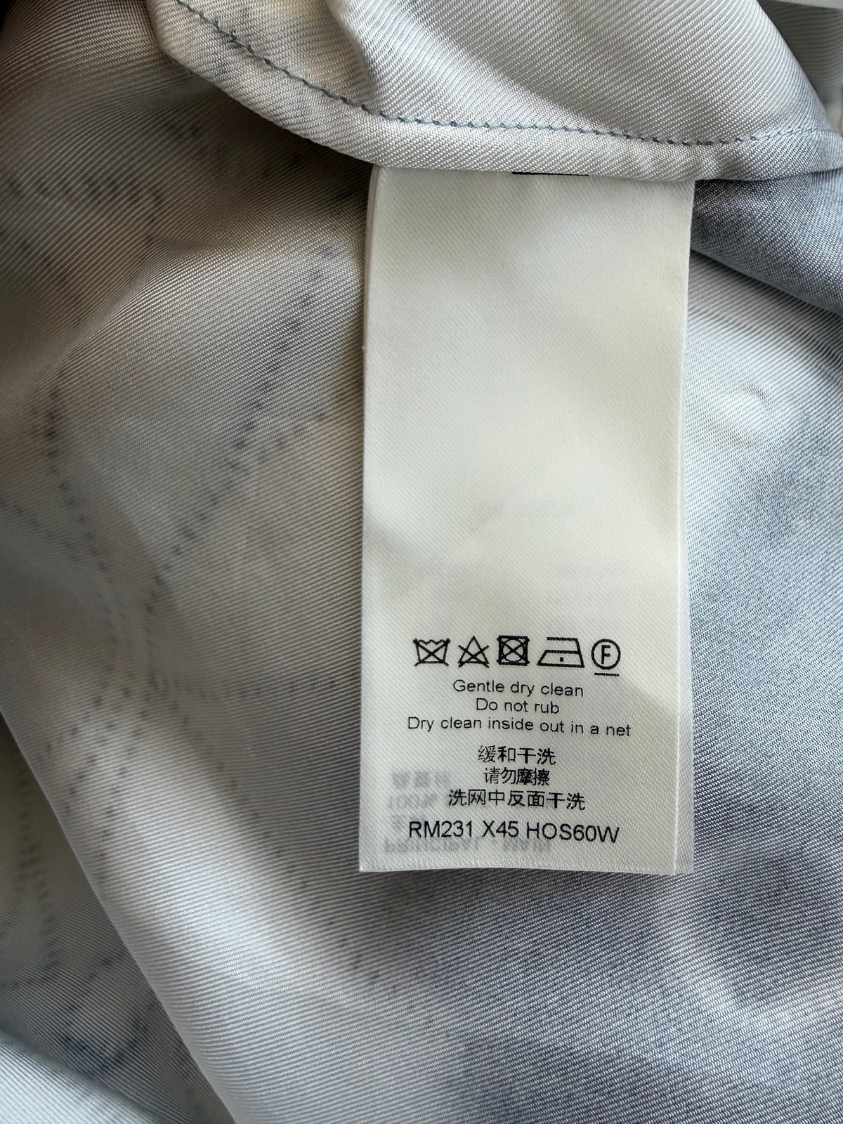 Louis Vuitton White & Grey Shibori Monogram Silk Button Up Shirt