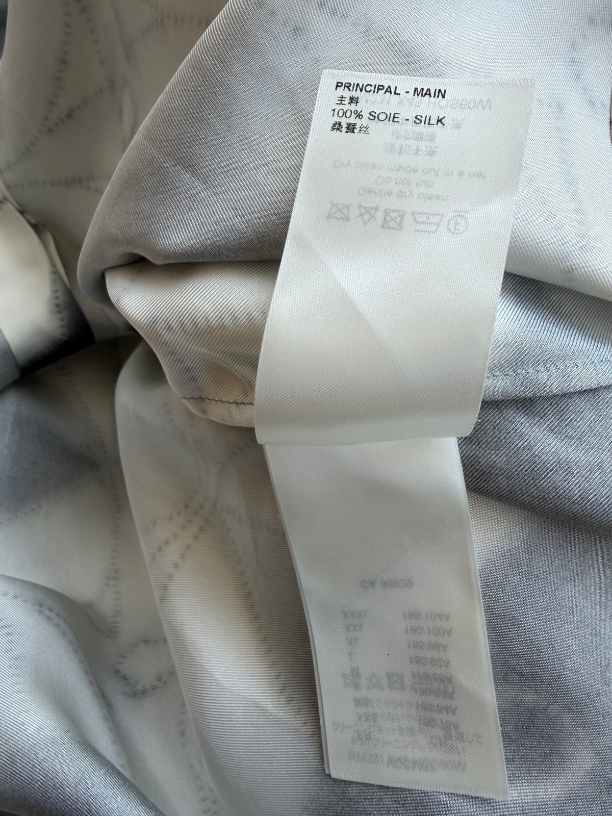 Louis Vuitton White & Grey Shibori Monogram Silk Button Up Shirt