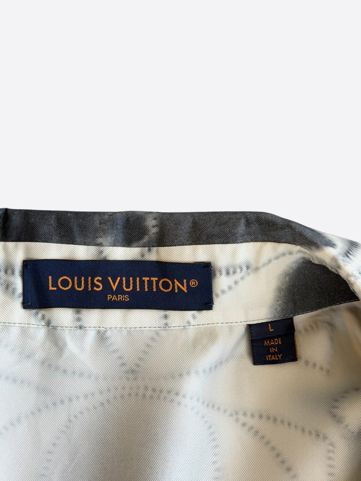 Louis Vuitton White & Grey Shibori Monogram Silk Button Up Shirt
