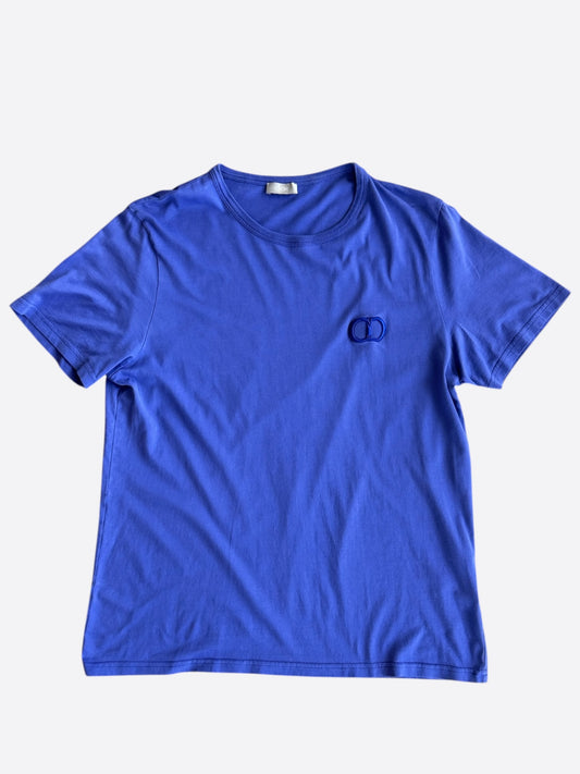 Dior Blue CD Icon Embroidered Logo T-Shirt
