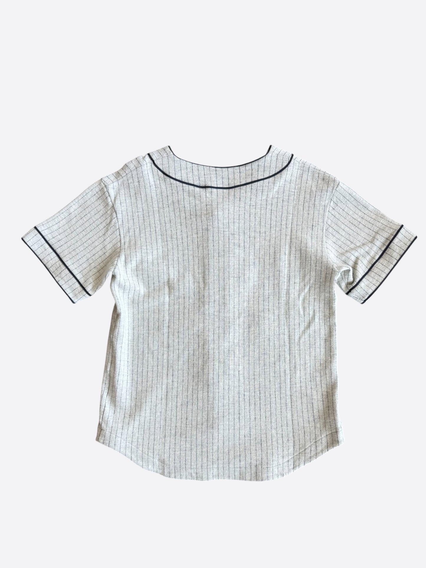 Dior Grey & Black Pinstripe Atelier Embroidered Logo Baseball Jersey