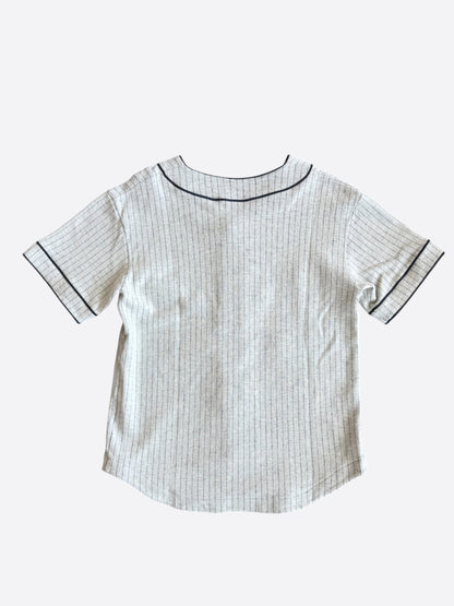 Dior Grey & Black Pinstripe Atelier Embroidered Logo Baseball Jersey