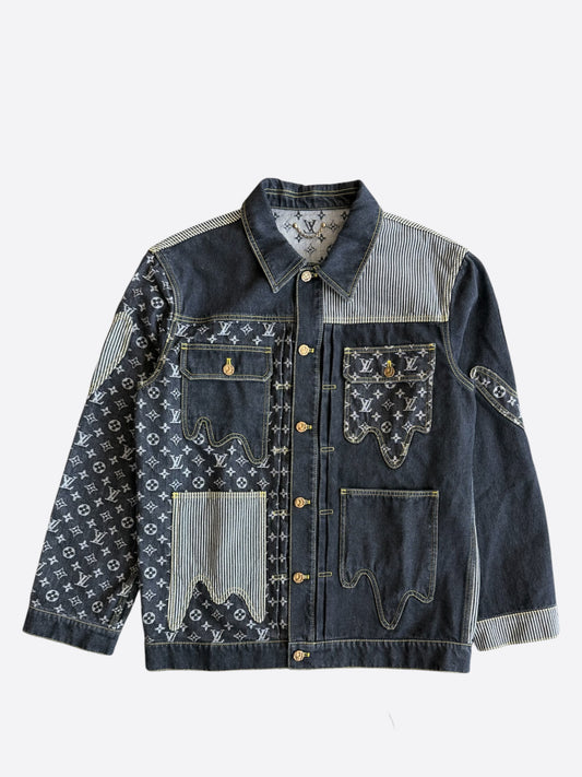 Louis Vuitton Nigo Black & Grey Monogram Crazy Denim Jacket