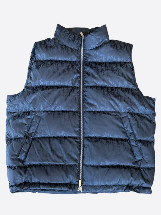Dior Navy Oblique Puffer Vest