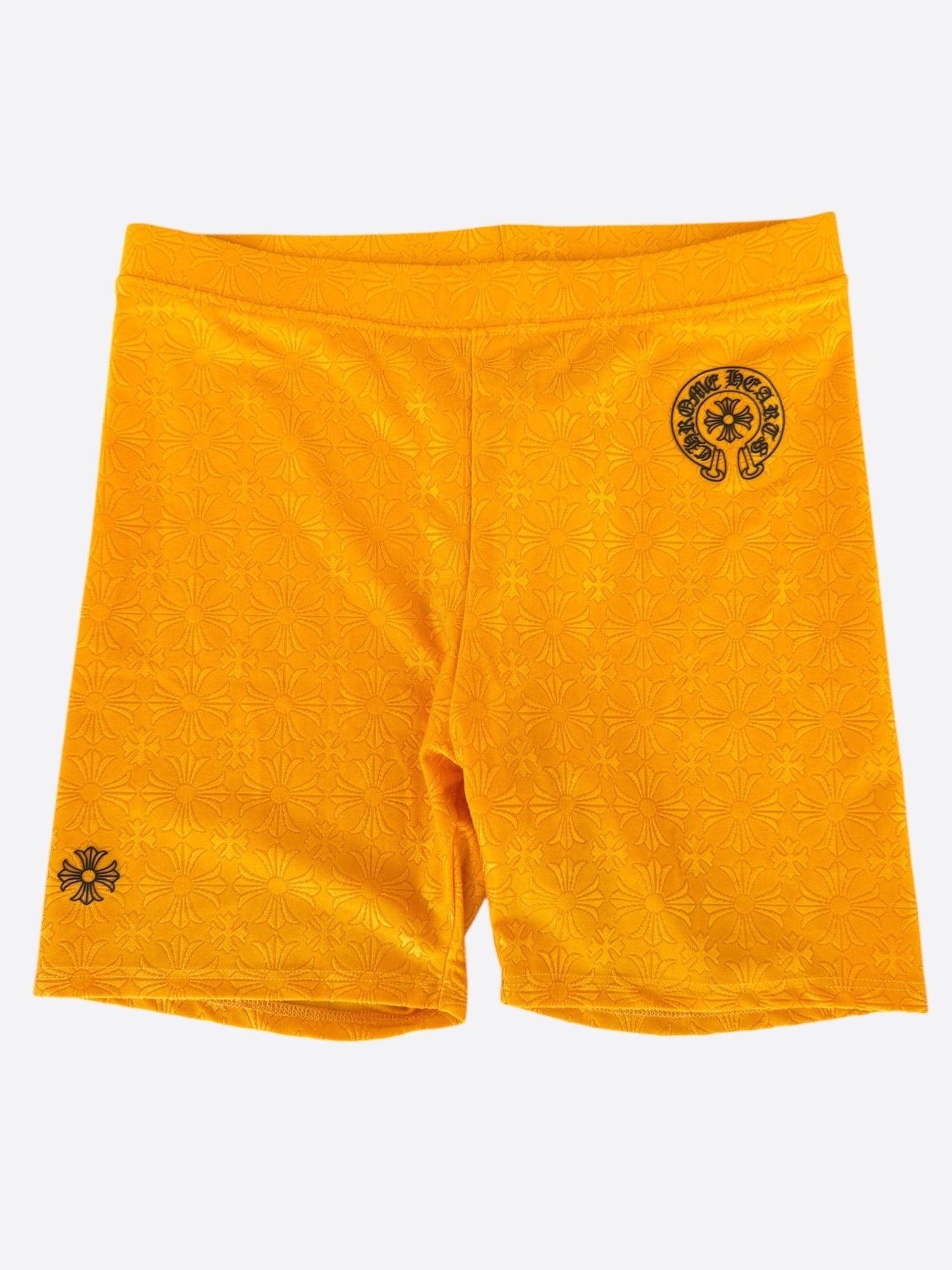 Chrome Hearts Yellow Cross Jacquard Women's Biker Shorts