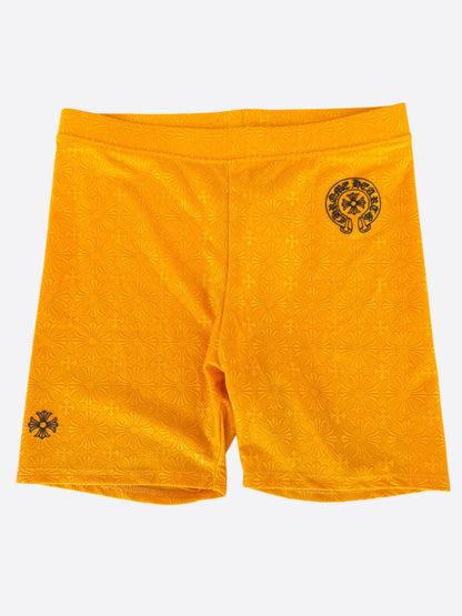 Chrome Hearts Yellow Cross Jacquard Women's Biker Shorts