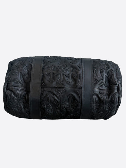Chrome Hearts Black Leather Cross Patch Duffel Bag