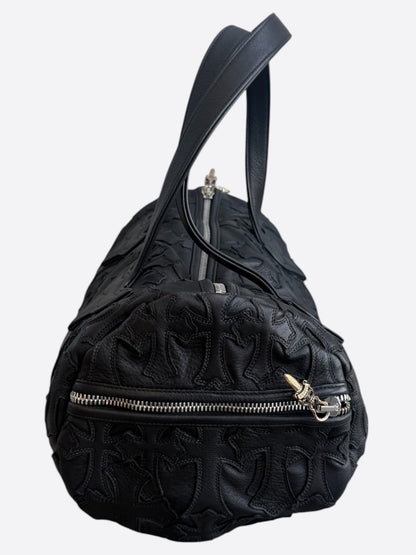 Chrome Hearts Black Leather Cross Patch Duffel Bag