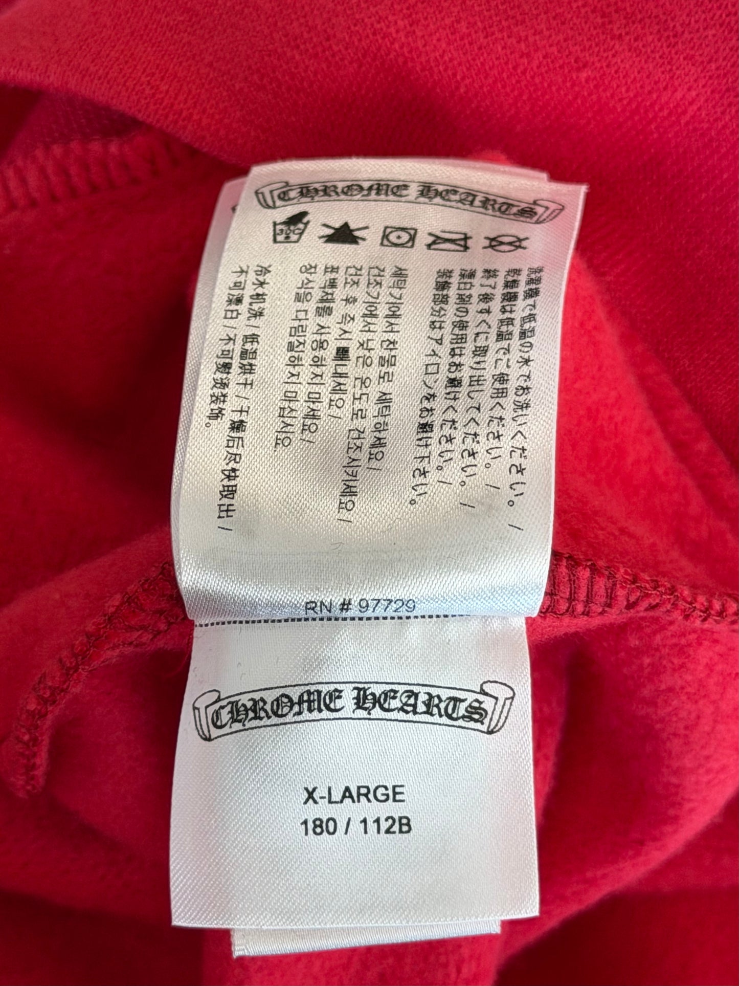Chrome Hearts Red & White Scroll Logo Hoodie