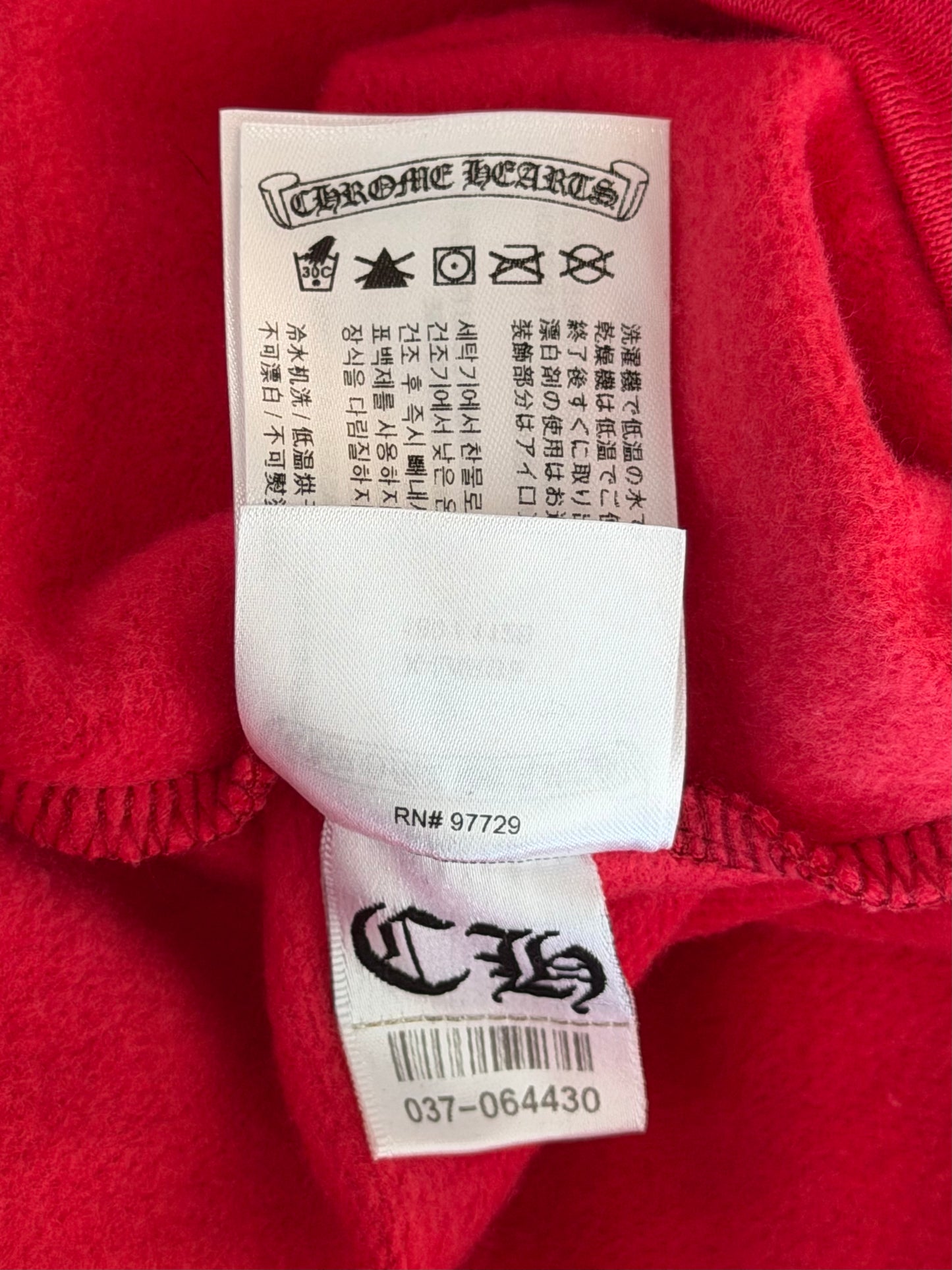 Chrome Hearts Red & White Scroll Logo Hoodie