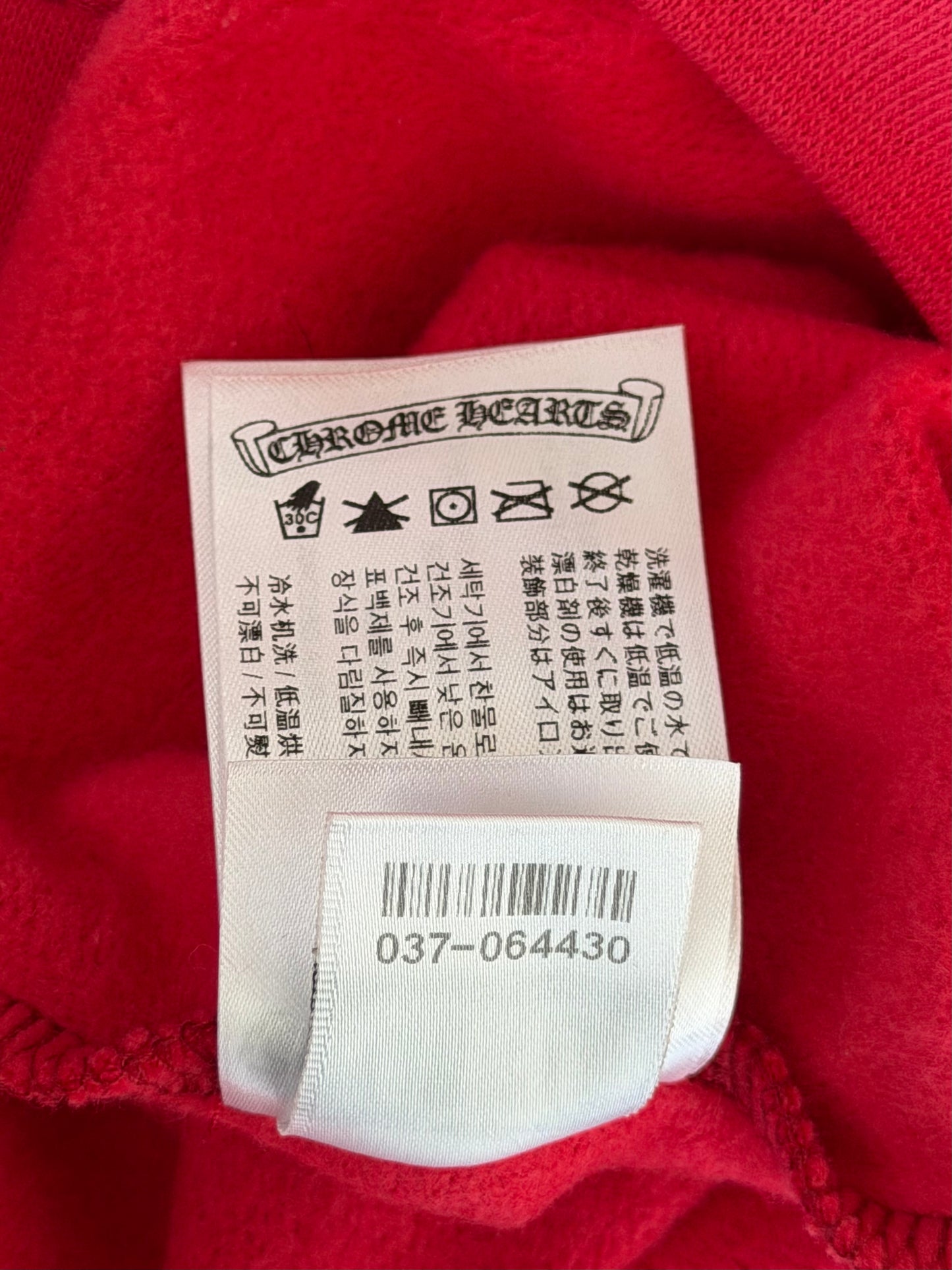 Chrome Hearts Red & White Scroll Logo Hoodie