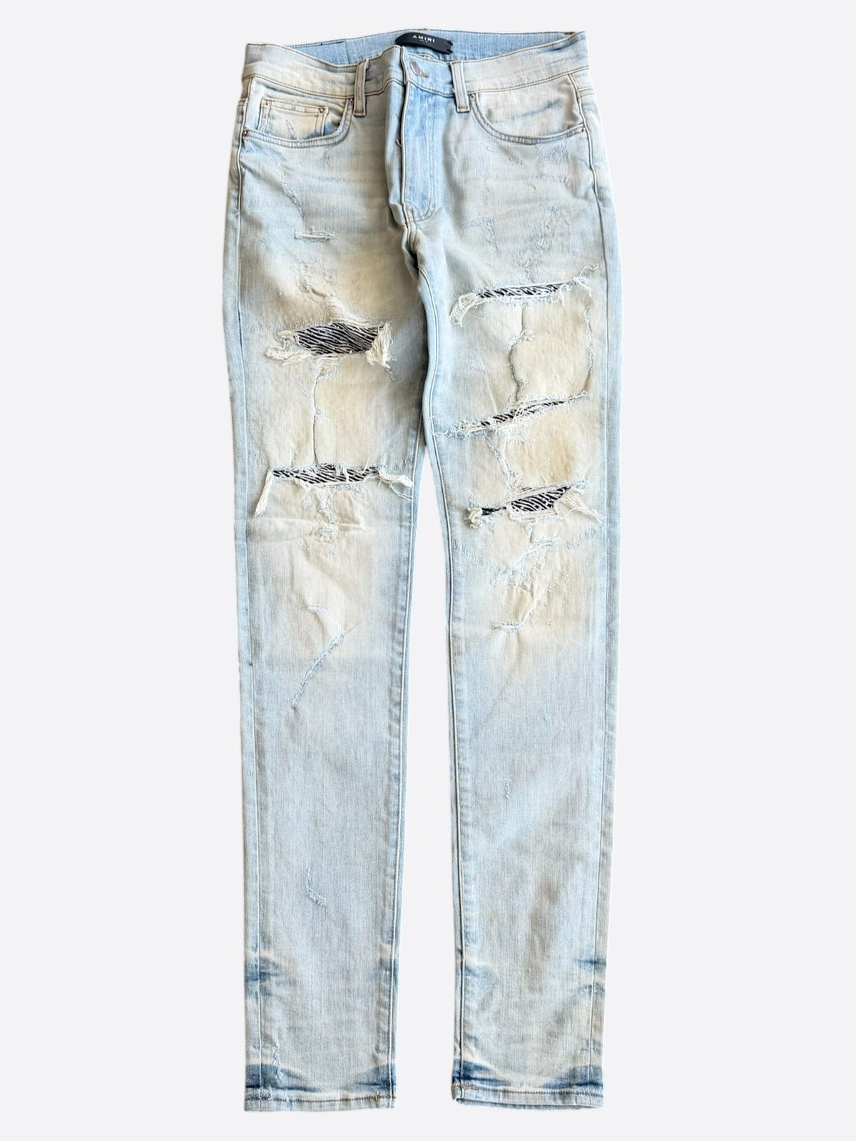 Amiri Light Indigo & Zebra Sequin Patch MX1 Jeans