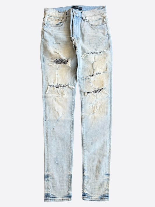 Amiri Light Indigo & Zebra Sequin Patch MX1 Jeans