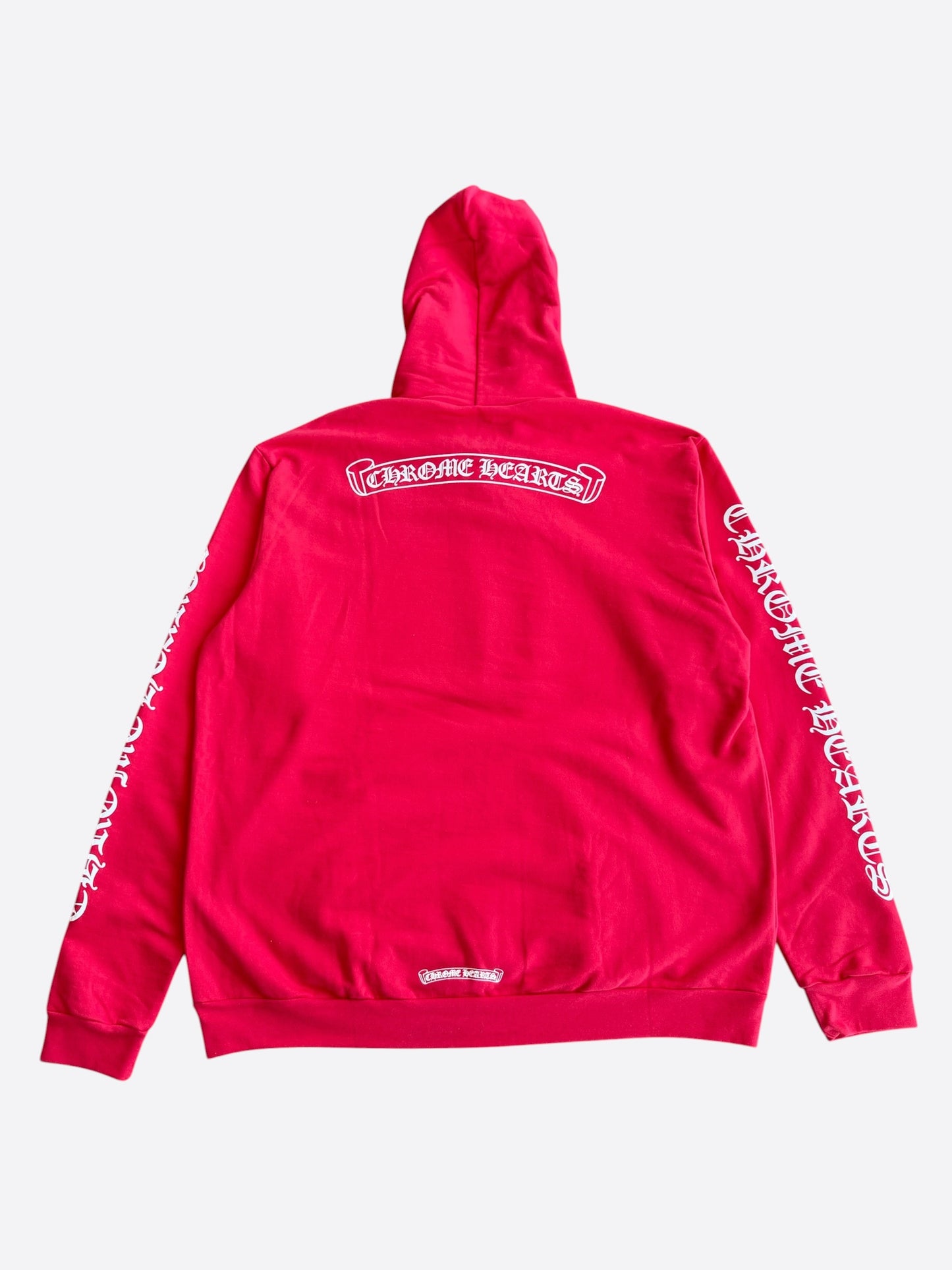 Chrome Hearts Red & White Scroll Logo Hoodie