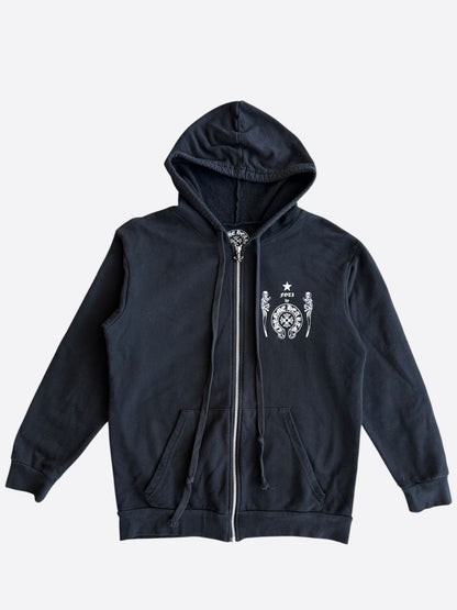 Chrome Hearts Black & White Foti Graphic Zip Up Hoodie