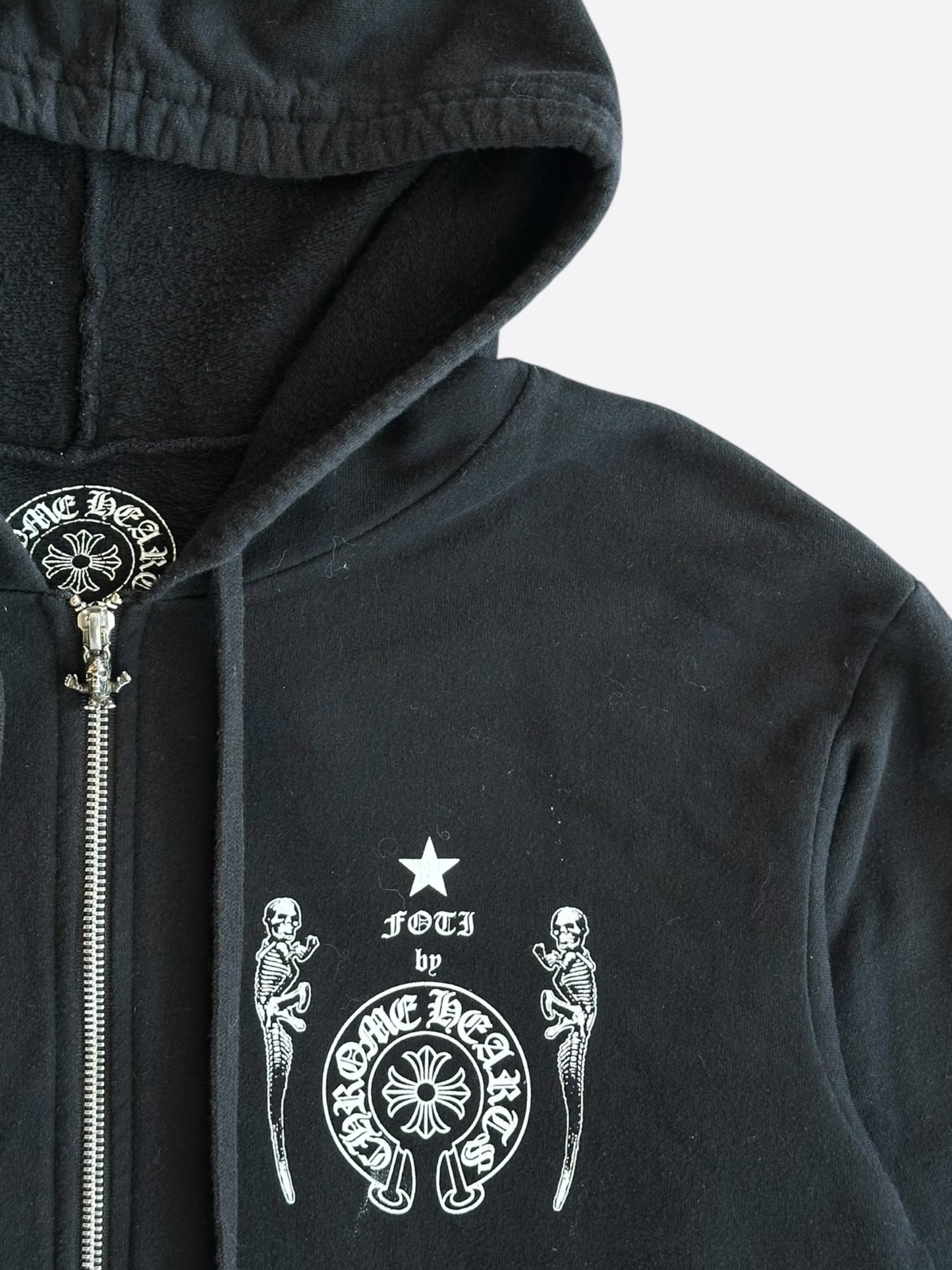 Chrome Hearts Black & White Foti Graphic Zip Up Hoodie